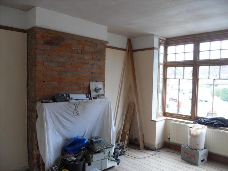 The original brick chimney breast