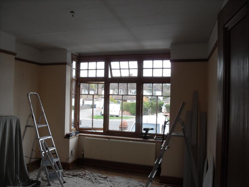 The plaster board is fixed to the ceiling