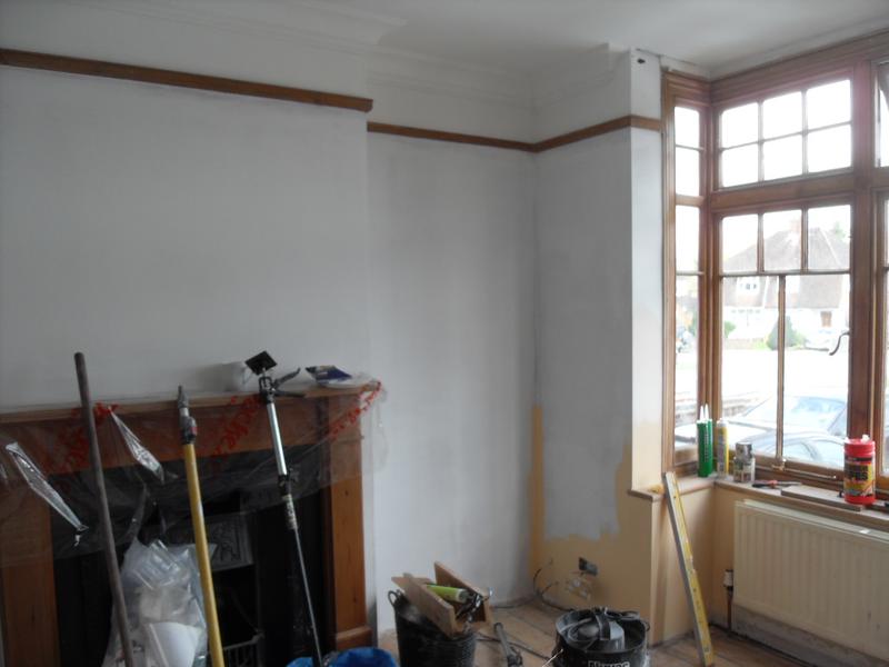 The walls have had the undercoat applied